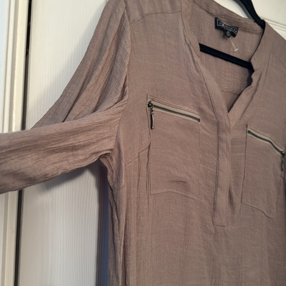 Elementz brown tunic gauze lightweight material NWT 2 front zipper pockets - Picture 5 of 9